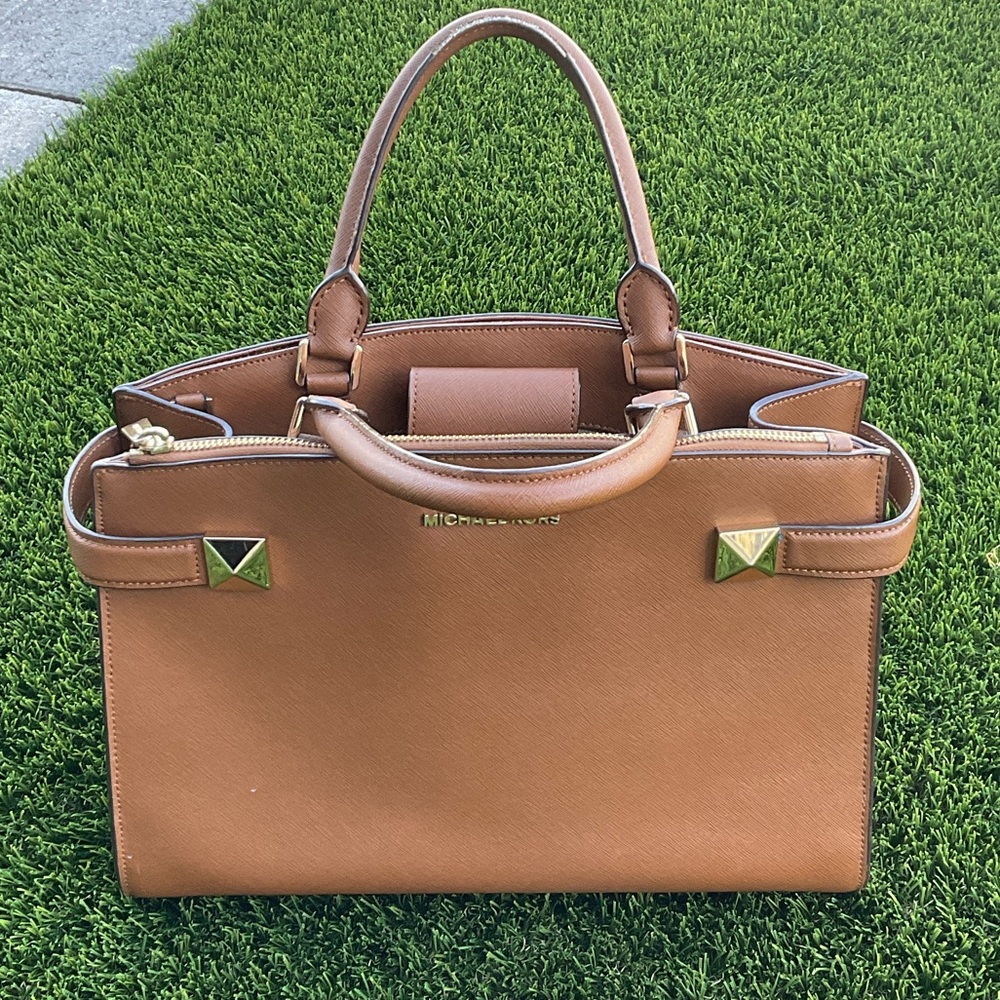 Michael Kors Tan Satchel with Silver Accents - Picture 6 of 6